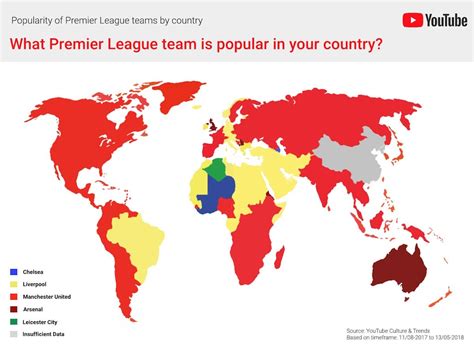 Popularity of Premier League teams by country : r/LiverpoolFC