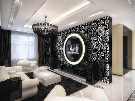 Amazing Living Room Design With Black White Nice Floral - Black Home ...