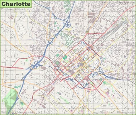 Large detailed map of Charlotte - Ontheworldmap.com