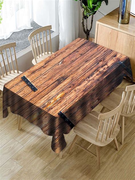 [44% OFF] Waterproof Wood Grain Print Table Cloth | Rosegal