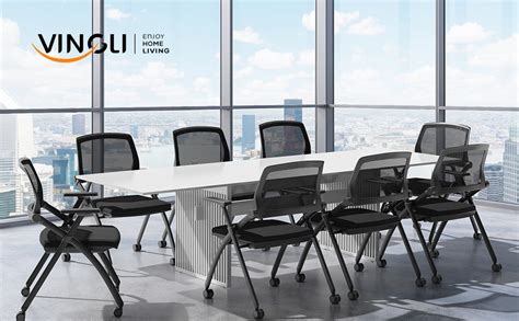 Amazon.com: VINGLI 4 Pack Stackable Conference Room Chairs with Wheels ...