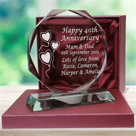 40th Ruby Wedding Anniversary Couple Personalised Engraved Cut | Etsy