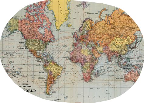 World Map Wrapping Paper , Png Download - World Map Vintage High Resolution, Transparent Png ...