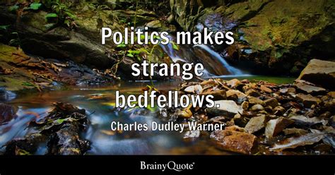 Politics makes strange bedfellows. - Charles Dudley Warner - BrainyQuote