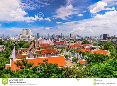 Bangkok, Thailand Temples and Cityscape Stock Photo - Image of scenic, scenery: 65476198