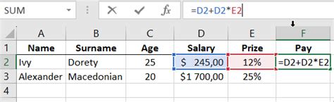 Excel Formulas for Beginners in cells for Calculation