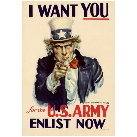 Uncle Sam I Want You for U.S. Army WWII War Propaganda Art Print Poster ...