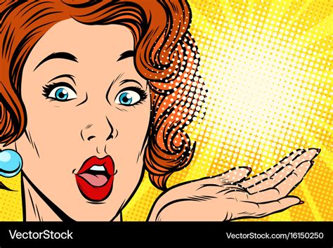 Surprise face pop art woman Royalty Free Vector Image