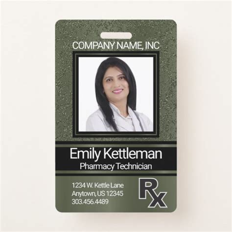 Pharmacy Technician Photo Badge - Green | Zazzle.com