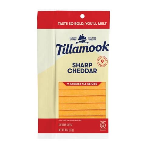 Tillamook Sharp Cheddar Cheese Slices - 8oz : Target