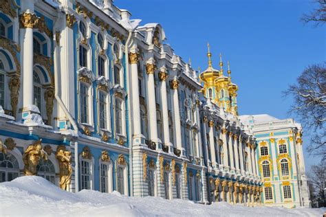 View of the Catherine Palace, Winter. Stock Image - Image of leningrad ...