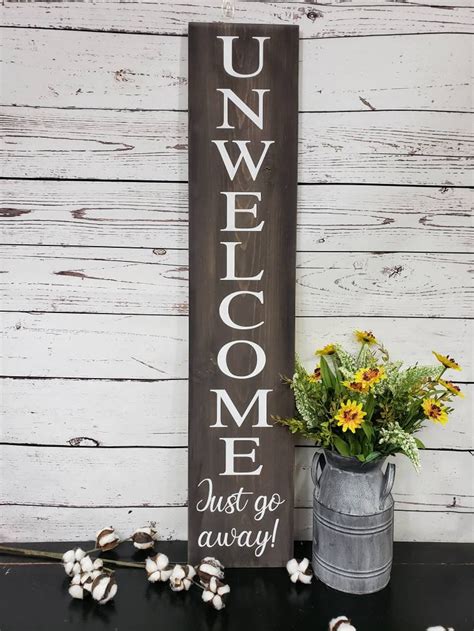 Unwelcome Sign / Just Go Away Sign / Unwelcome Porch Sign / | Etsy