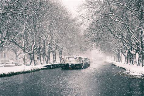 Snow along the Grand Canal - Dublin Print - David Costello