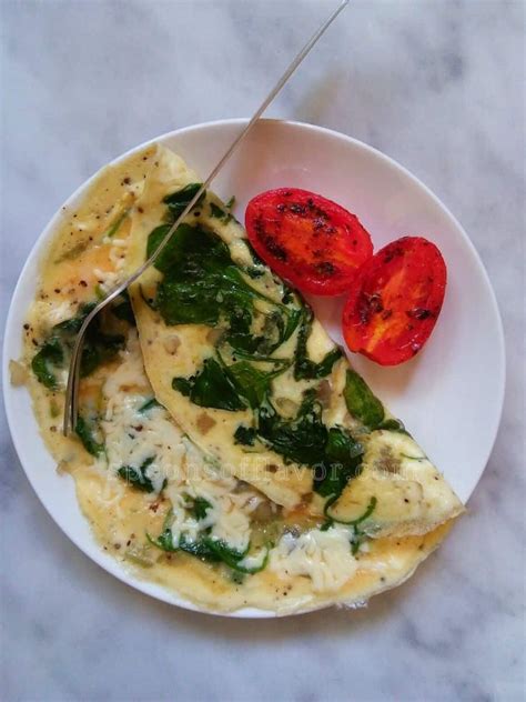 Easy Spinach Omelette Recipe with Cheese - Spoons Of Flavor