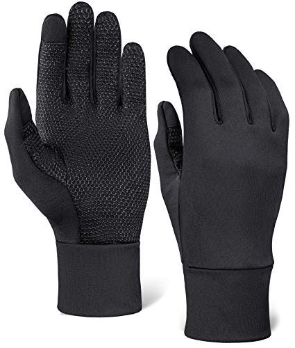 Touch Screen Running Gloves - Black Winter Glove Liners for Texting, Cycling, Driving, Exercise ...