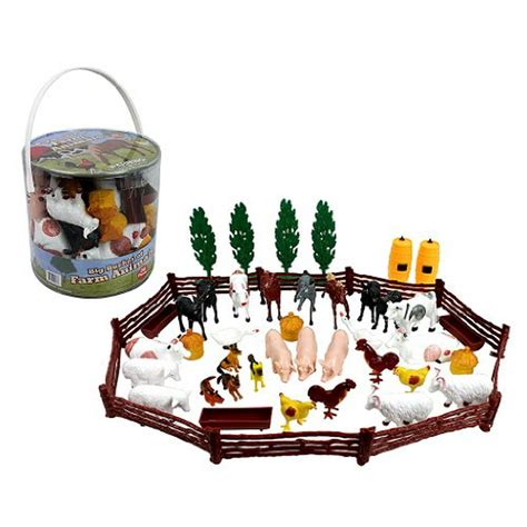 Farm Animal Action Figures - Big Bucket of Farm Animals - 50 pieces in ...