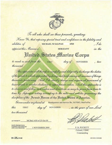 Promotion: Promotion Warrant Usmc