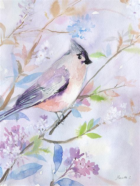 Pastel Birds 1 Painting by Marietta Cohen Art And Design - Pixels