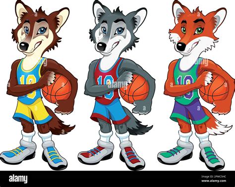 Basketball mascots. Funny cartoon and vector isolated characters Stock Vector Image & Art - Alamy