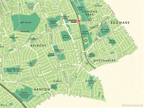 Harrow (London borough) retro map giclee print – Mike Hall Maps ...