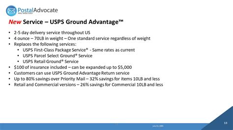 New Service – USPS® Ground Advantage – Postal Advocate Inc