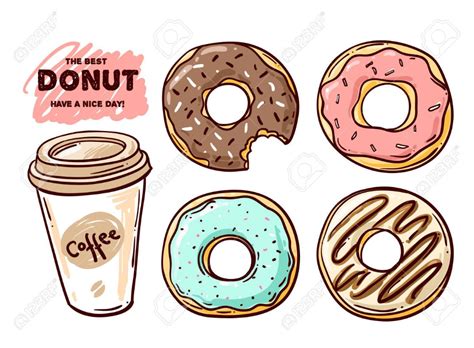 Donut vector illustration. Donut isolated on a light background. Donut icon in a hand drawn ...