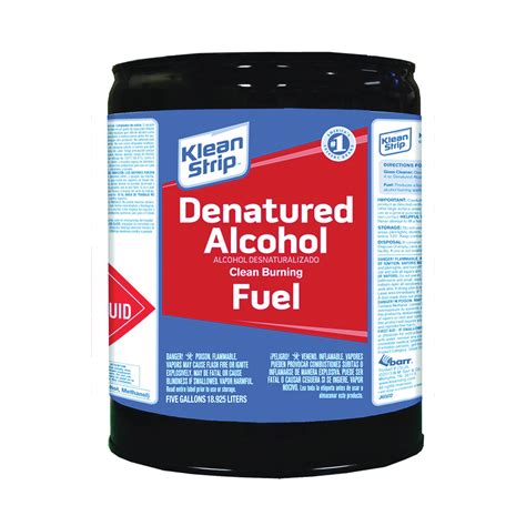 Klean Strip CSL26 Denatured Alcohol Fuel, Liquid, Alcohol, Water White, 5 gal, Can #VORG0371096 ...