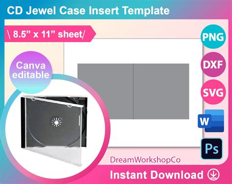 Jewel Case CD Insert Template, Jewel Case Insert, Ms Word, Canva, PSD ...