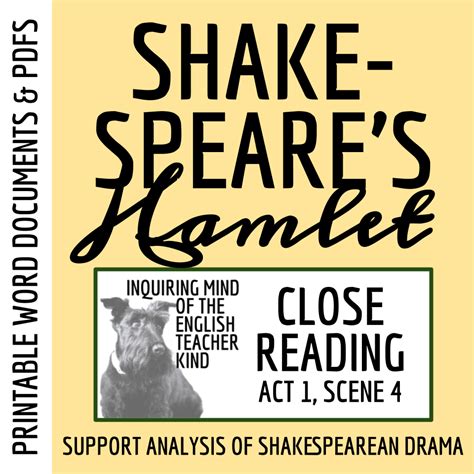 Hamlet Act 1 Scene 4 Close Reading Worksheet - Classful