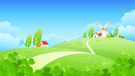 Beautiful cartoon landscapes vector set 11 free download