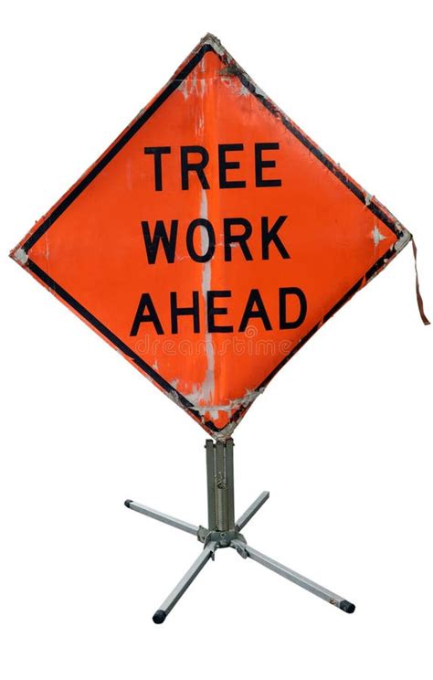 Tree Work Ahead Sign stock image. Image of caution, warning - 1069375