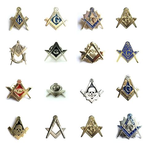 Masonic Freemasonry Square and Compass All Seeing Eye Lapel Pin Badge with Skull & Bones Symbol ...