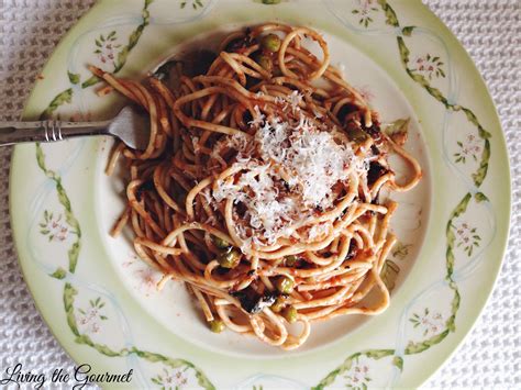 Foodista | Recipes, Cooking Tips, and Food News | Spaghetti Sauce with Peas and Mushrooms