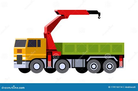 Knuckle Boom Crane Truck Vector Illustration | CartoonDealer.com #119116114