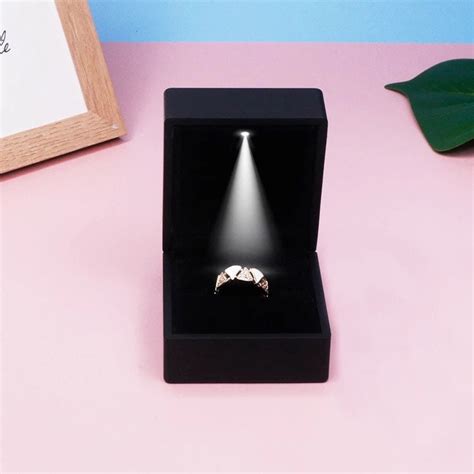 LED Ring Box Black Matte Ring Box With Light for Engagement - Etsy