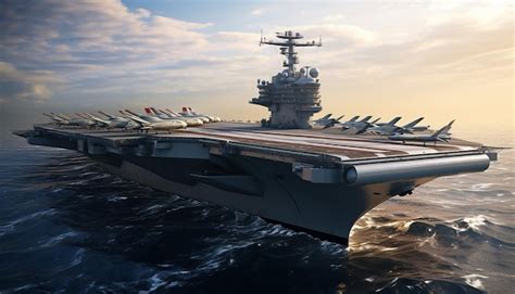 Premium AI Image | Carrier based aircraft launches and takes off