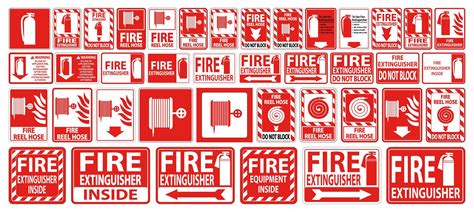 Fire Hose and Extinguisher Sign or Label Set 1078208 Vector Art at Vecteezy