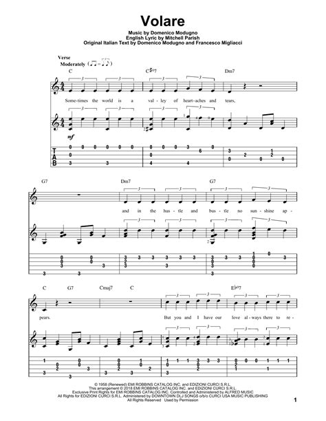 Domenico Modugno "Volare" Sheet Music Notes | Download Printable PDF Score 151231