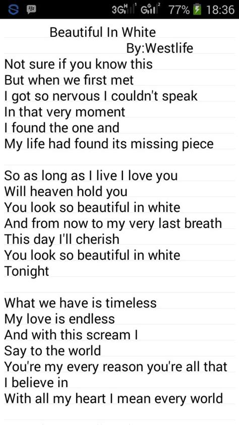 Beautiful In White Lyrics Westlife - Photos Idea