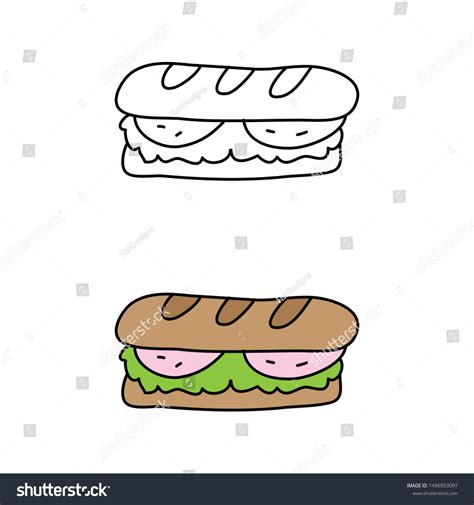 Cartoon Drawing Sandwich Stock Vector (Royalty Free) 1496953097 | Shutterstock