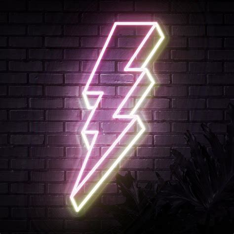 Lumoonosity Lightning Bolt Neon Signs, USB Powered Pink Led Lightning ...