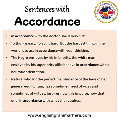 Sentences with Accordance, Accordance in a Sentence in English, Sentences For Accordance ...