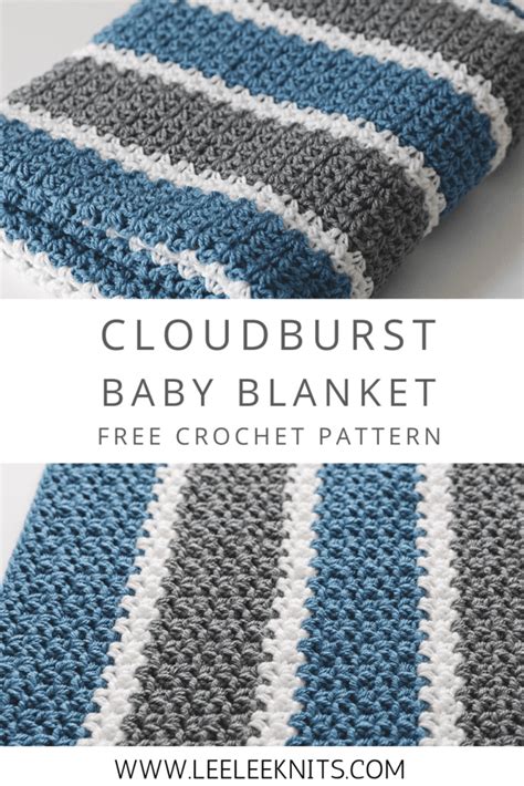 Cloudburst Striped Crochet Baby Blanket Pattern - Leelee Knits