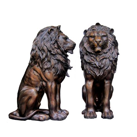 Bronze Sitting Lion Sculpture Pair | Metropolitan Galleries Inc.