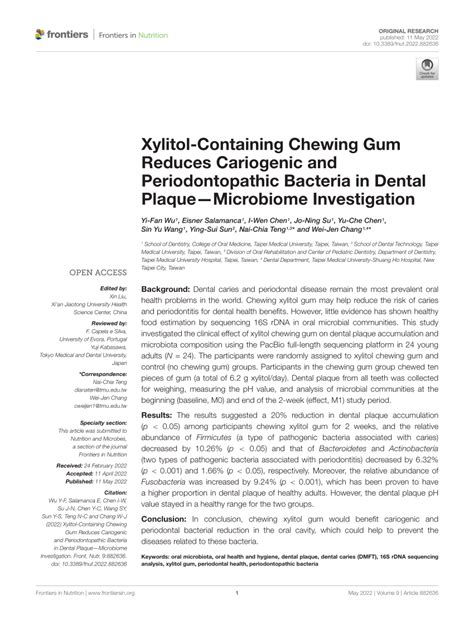 (PDF) Xylitol-Containing Chewing Gum Reduces Cariogenic and ...