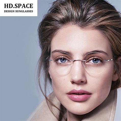 HD.space ultra-light round rimless Optical frame men women Titanium ...