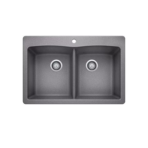 Blanco DIAMOND 210, Equal Double Bowl Drop-in Kitchen Sink, SILGRANIT Metallic Gray | The Home ...