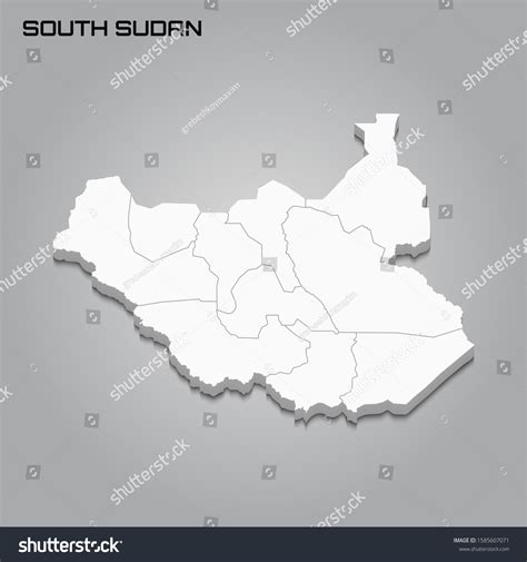 South Sudan 3d Map Borders Regions Stock Vector (Royalty Free ...