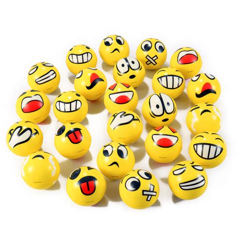 Set of 24 Face Emoji Stress Balls Bulk - Soft Foam Stress Ball Squeeze ...