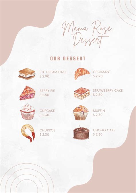 Dessert Menu Templates